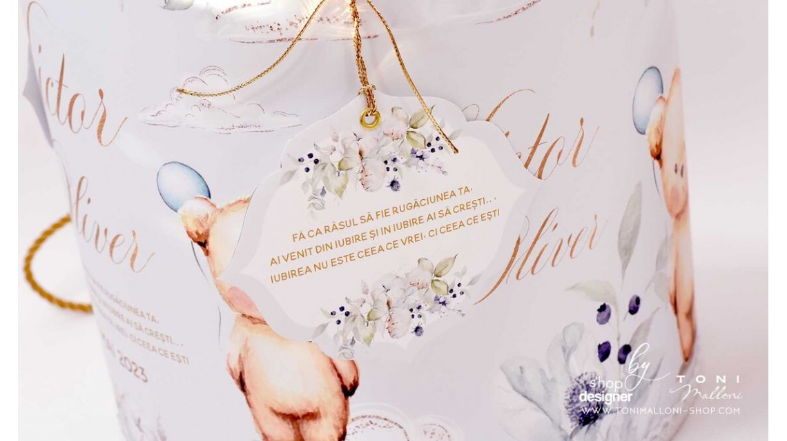 Trusou botez cu ursuleti si motive florale eucalipt Teddy Bear Nude 8